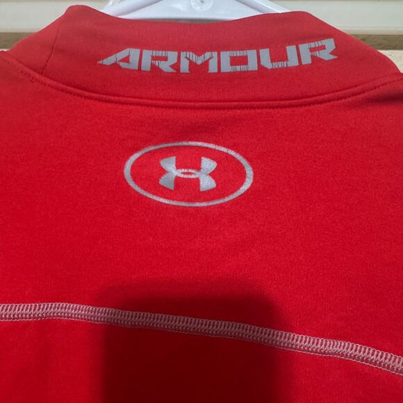 Under Armour ColdGear Compression Mock Long Sleeve Shirt Red Mens Size Medium - Picture 4 of 6